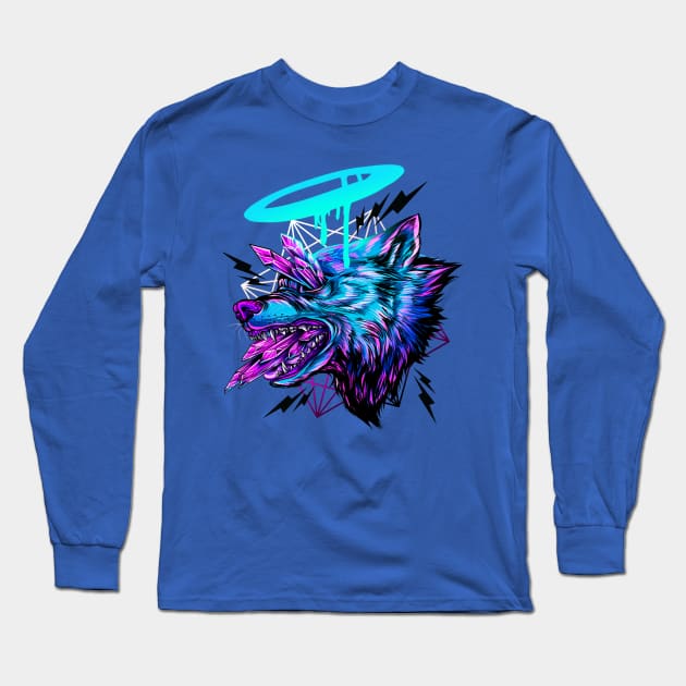 Crystal Wolf Long Sleeve T-Shirt by Retkikosmos